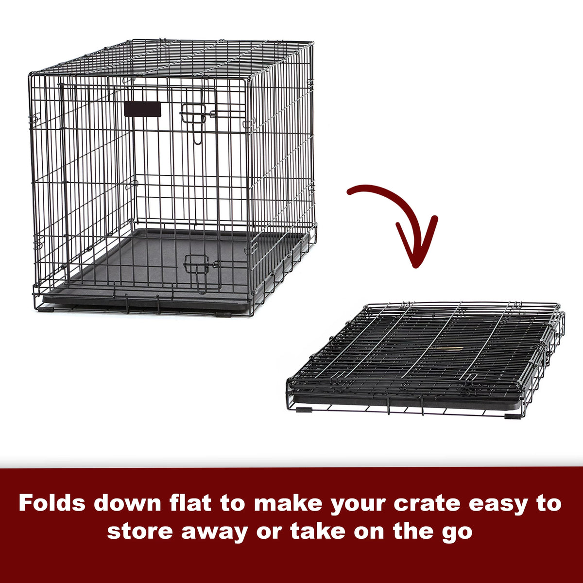 Folding Metal Dog Crate with Divider Panel, 18L x 12W x 14H P8471