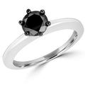1.5 CT Round Black Diamond Solitaire Engagement Ring in 10K X424