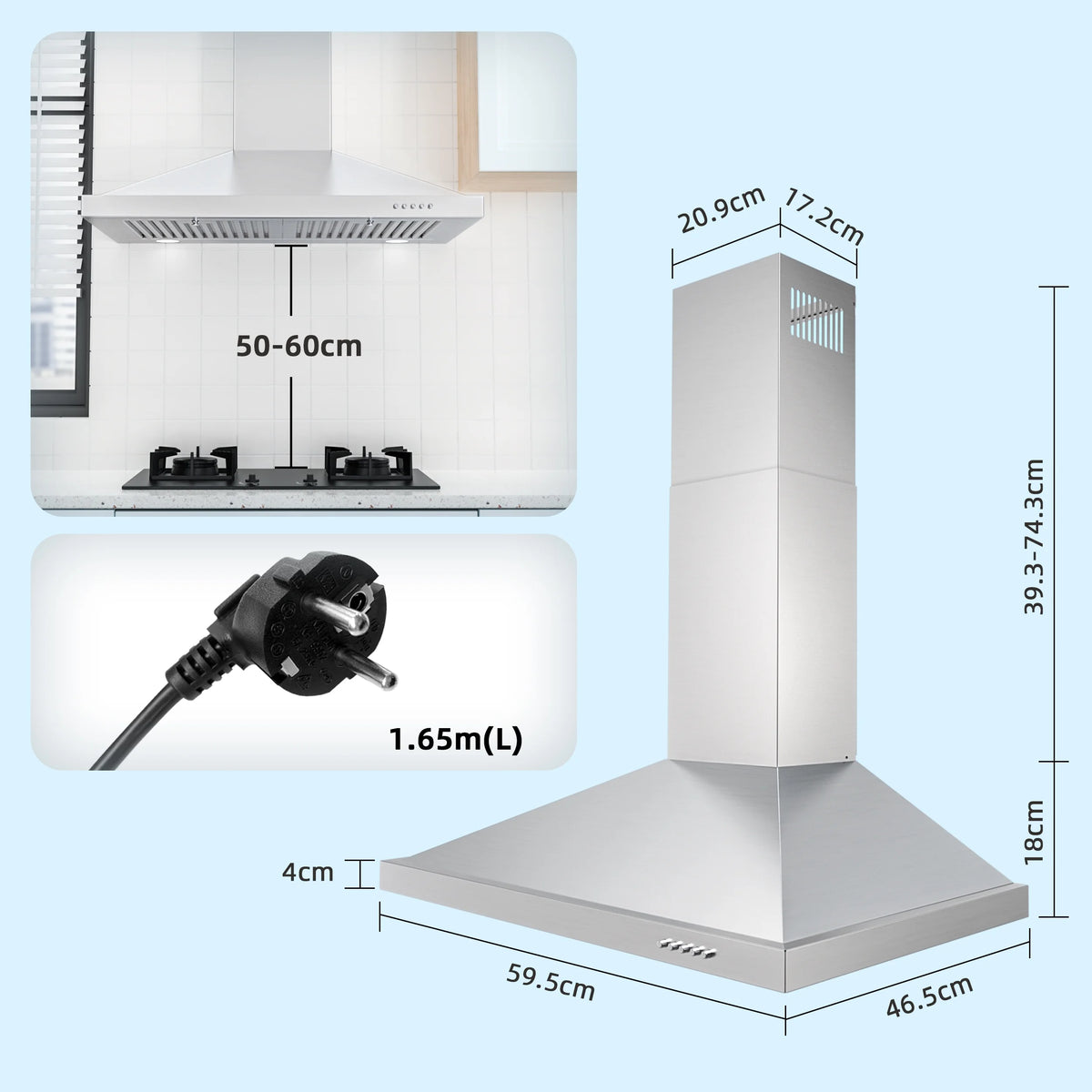 30 inch Stainless Steel Wall Mount Range Hood 400 CFM O9430