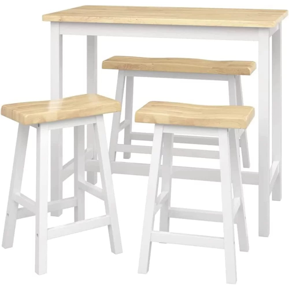 Rubber Wood 4-Person Bar Dining Table Set O31352