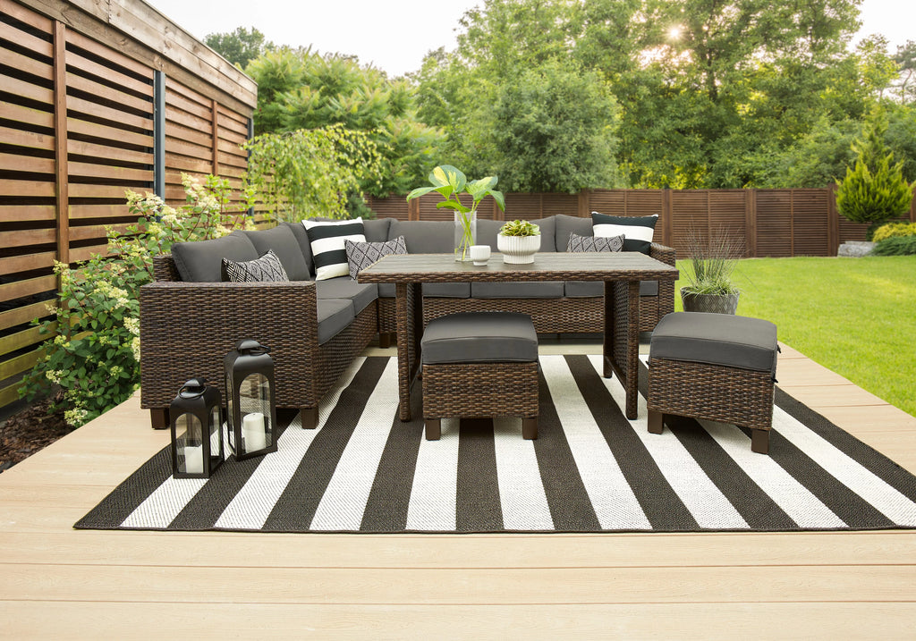 5-Piece Outdoor Wicker Dining Sectional Set A91611