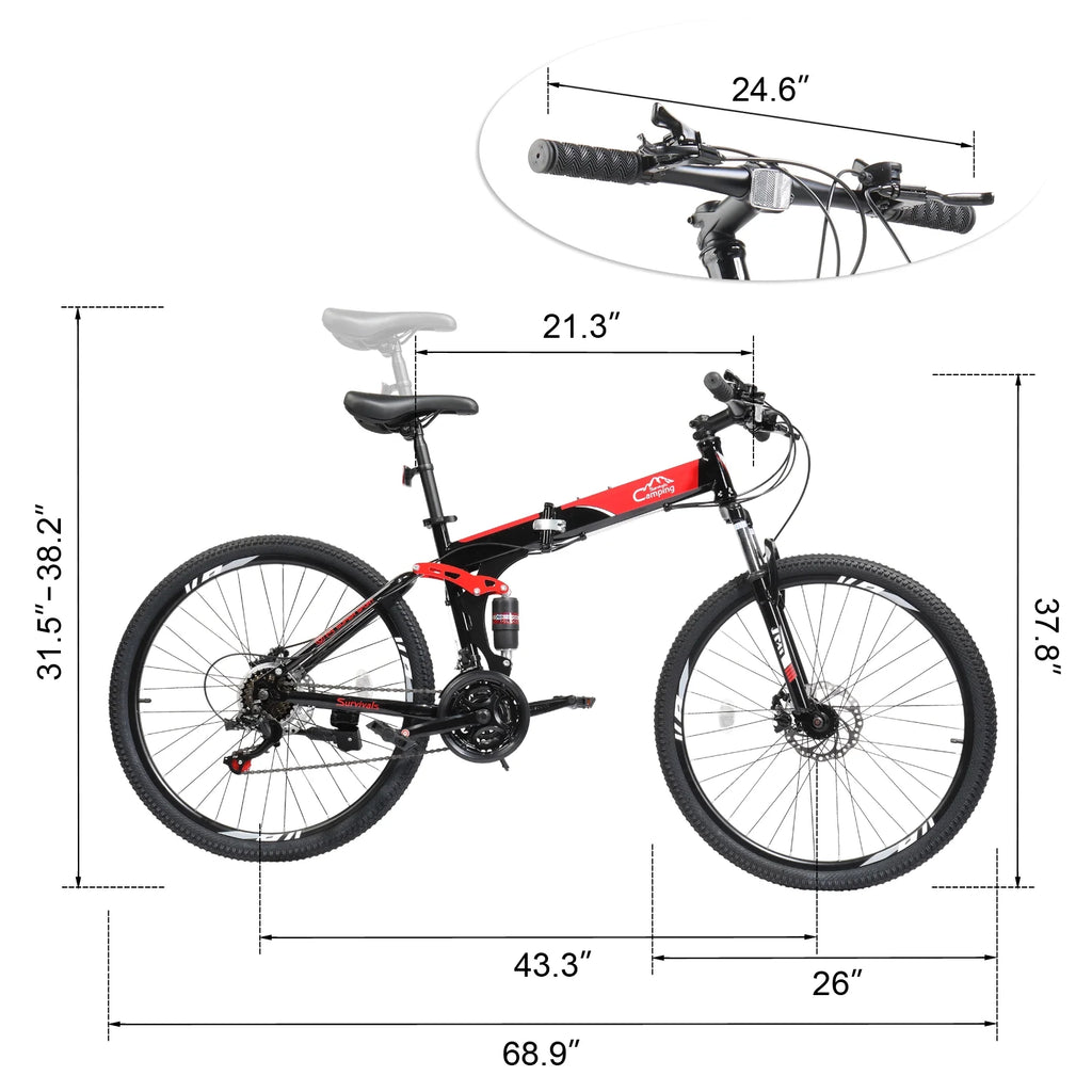 Folding 21 Speed 26 Wheel Steel Frame Mountain Bike B427