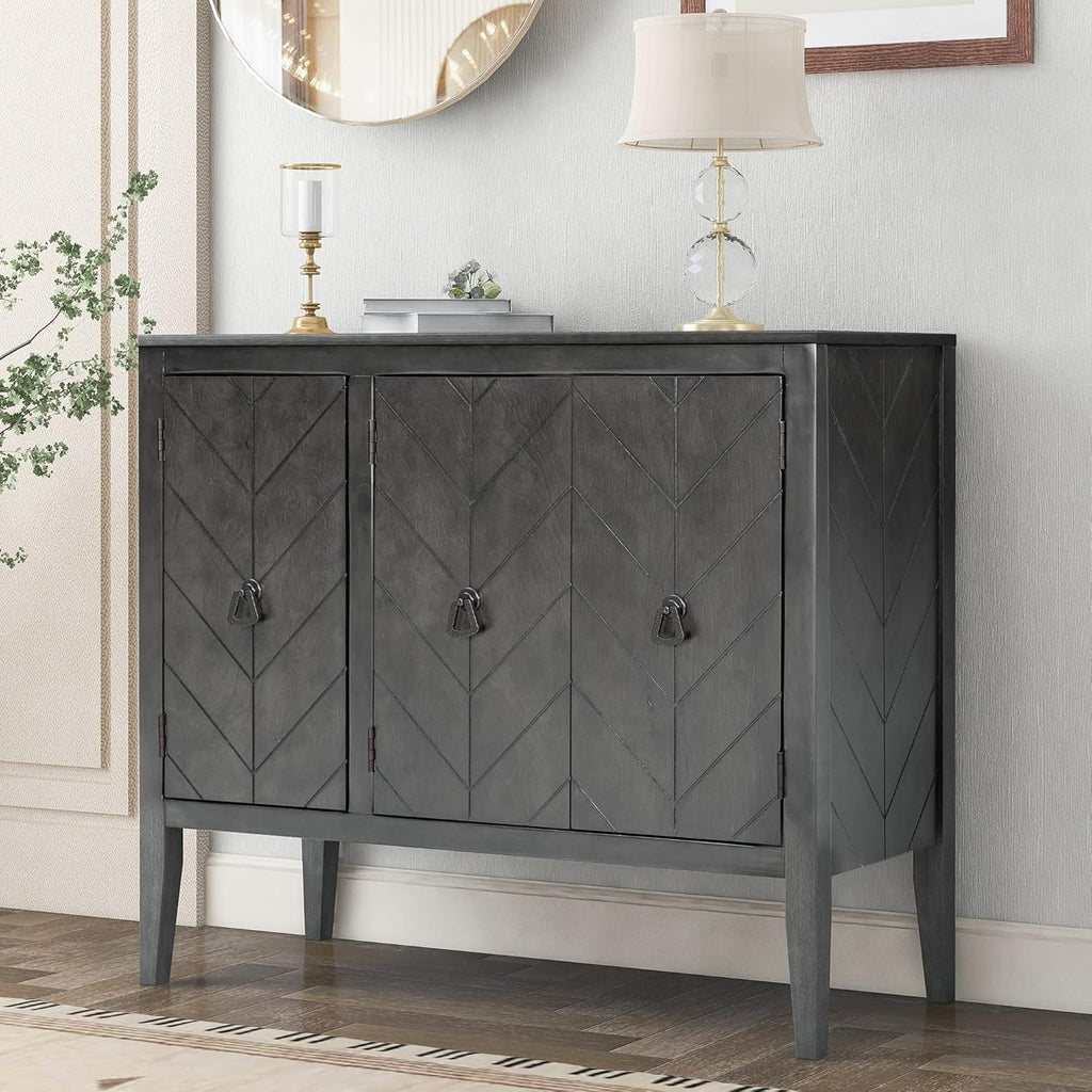 Antique Brown Wooden Accent Storage Cabinet with Adjustable Shelf O147