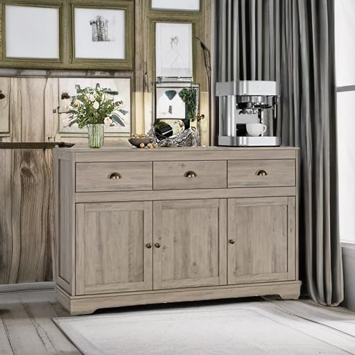 White Buffet Cabinet with 3 Drawers & 3 Doors W127
