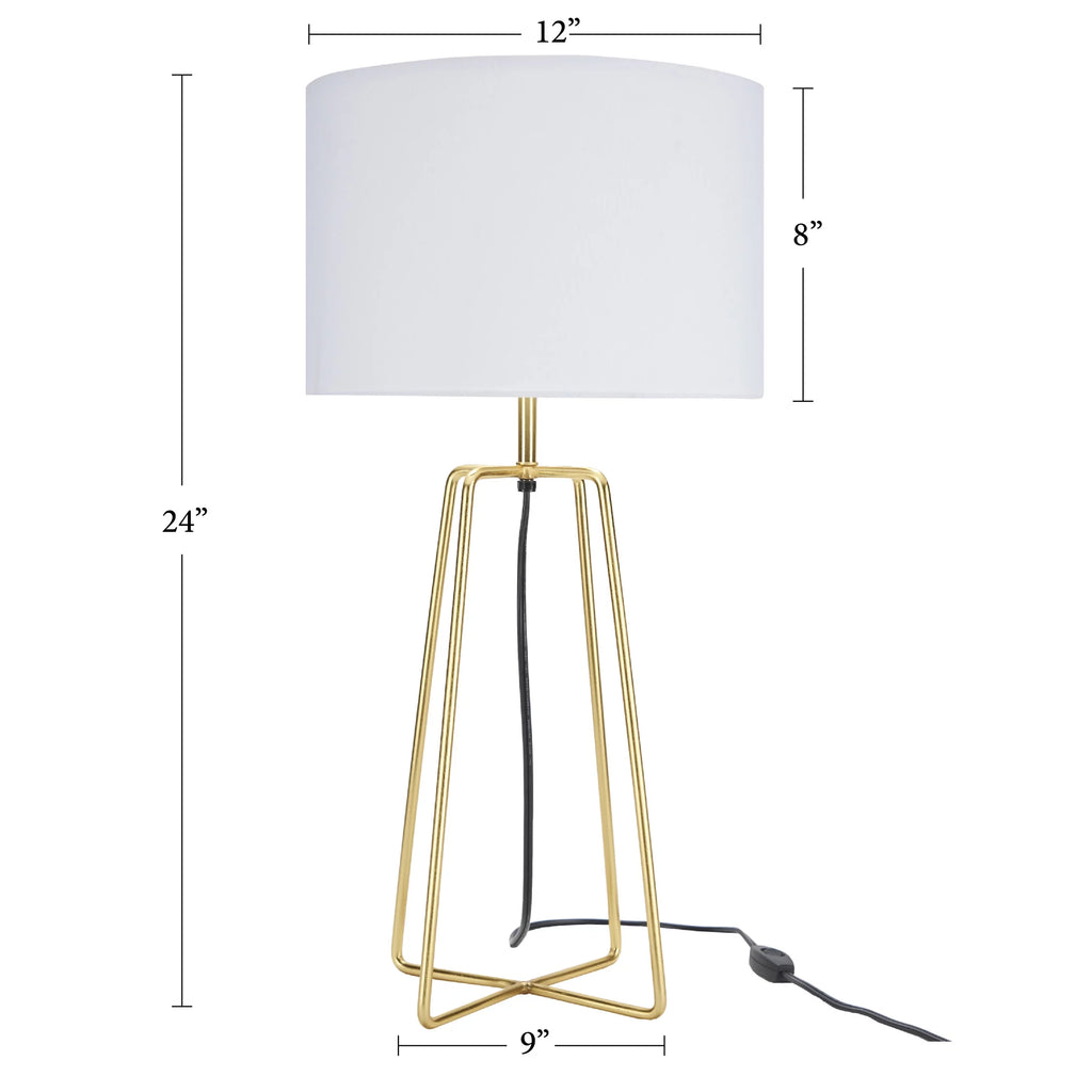 24" Gold Geometric Metal Table Lamp M68037