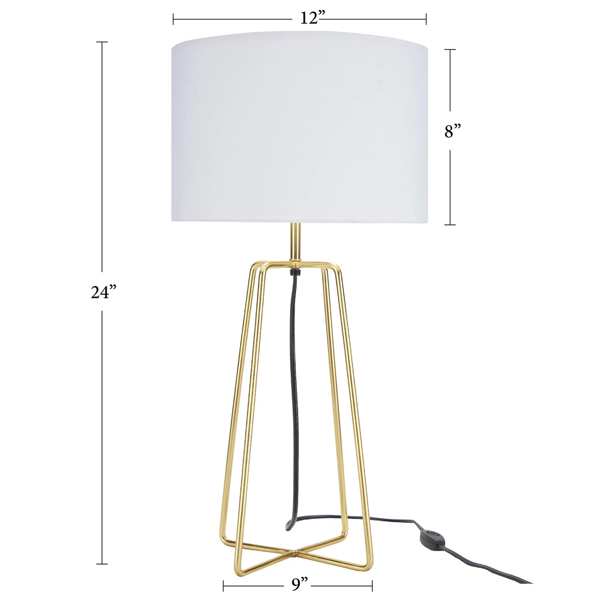 24" Gold Geometric Metal Table Lamp M68037