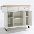 Natural Wood Top Kitchen Cart in White E664936