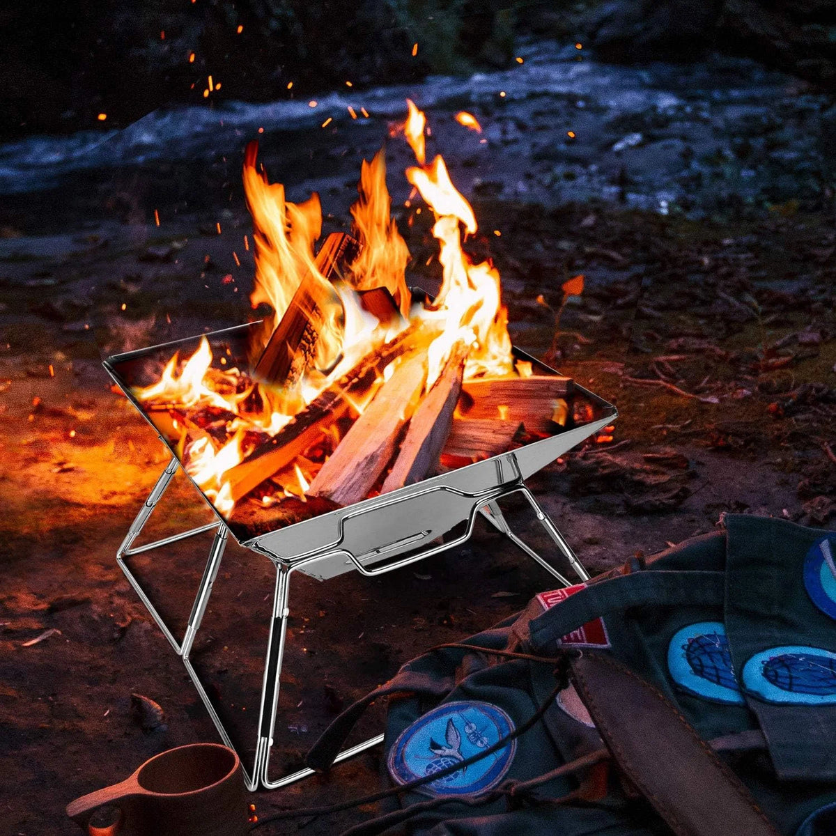 Charcoal Folding Stainless Steel BBQ Grill L161