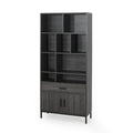 Dark Gray Black Faux Wood Cube Bookcase P53402
