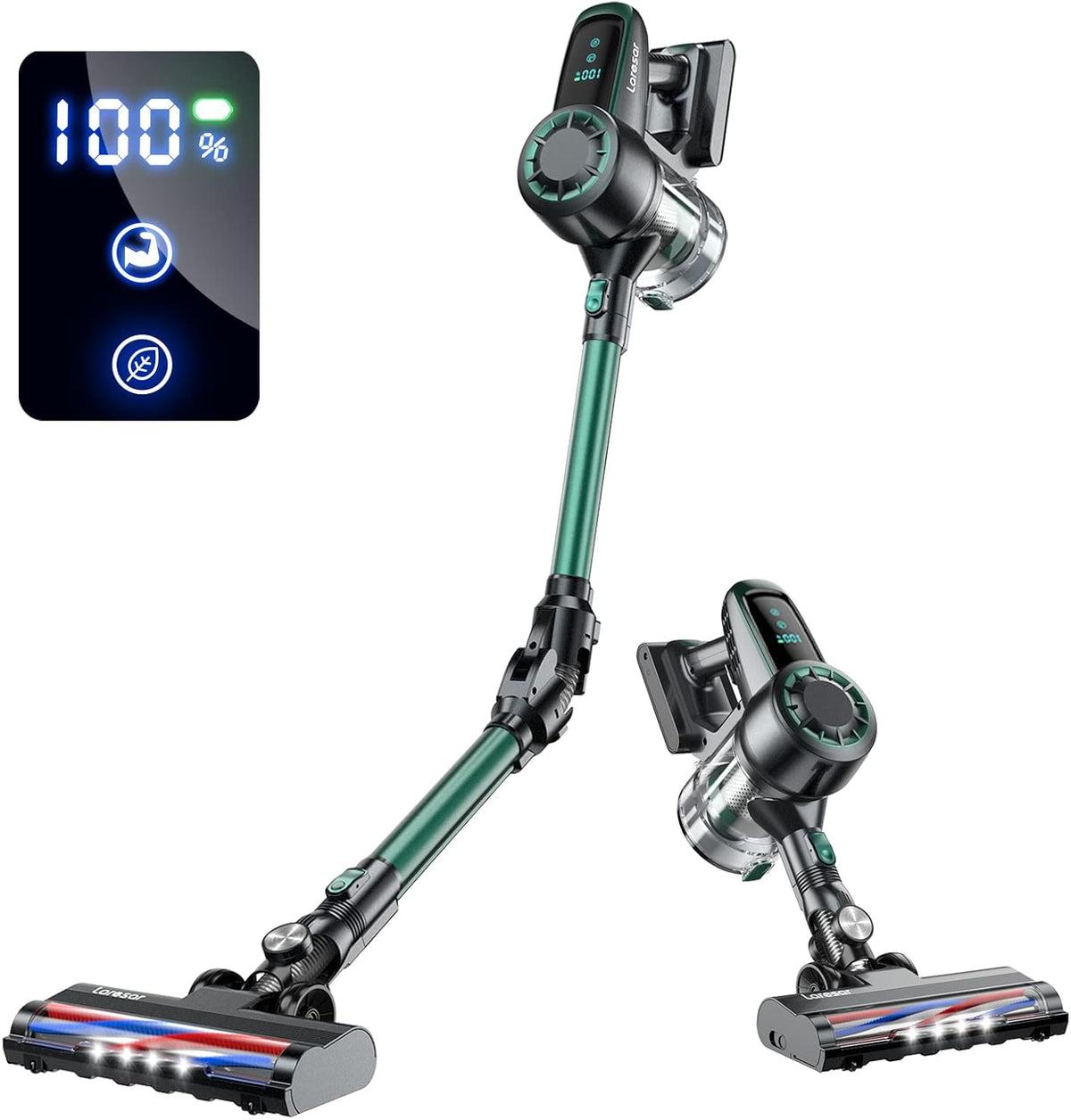 Cordless Stick Vacuum Cleaner with Foldable Tube, LED Display, Detachable Battery E901