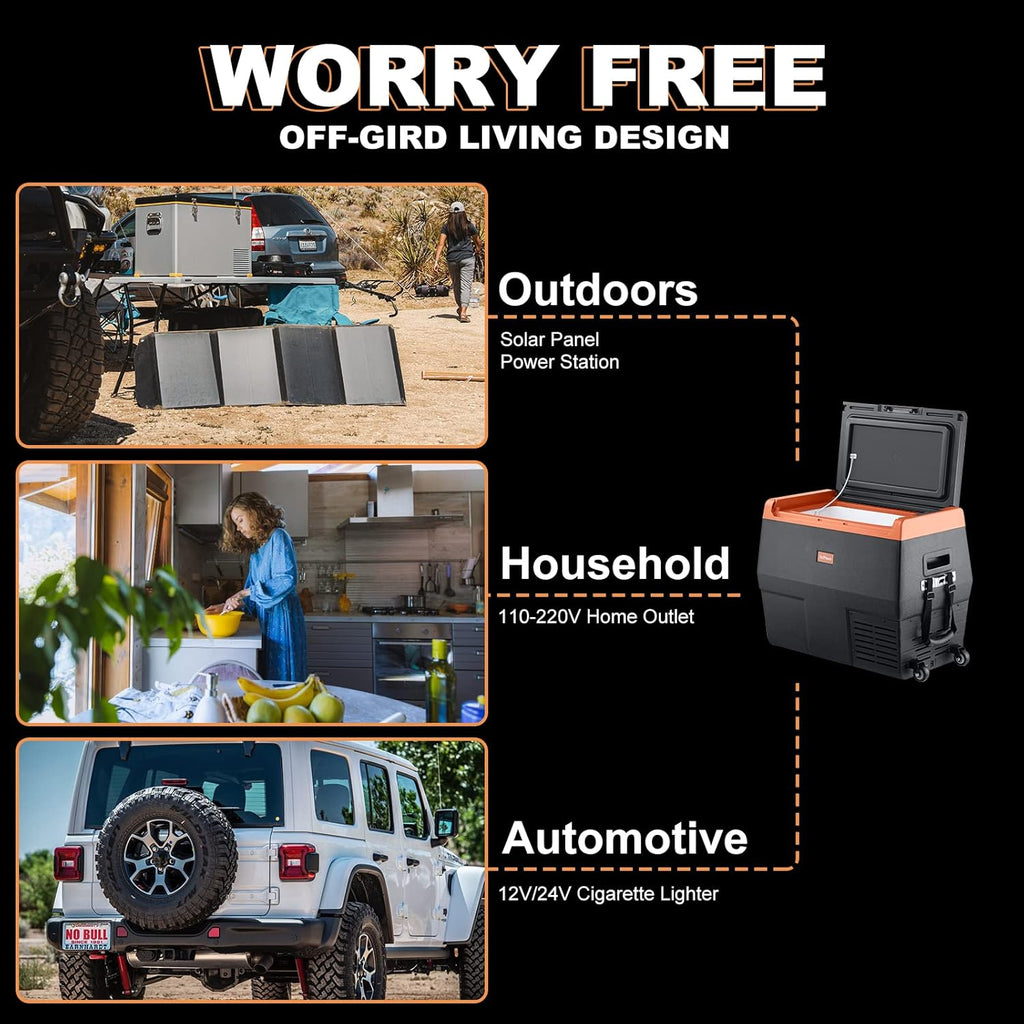 Portable Fridge Freezer with Wheels, 12-volt Compressor Cooler, Single Zone O124062
