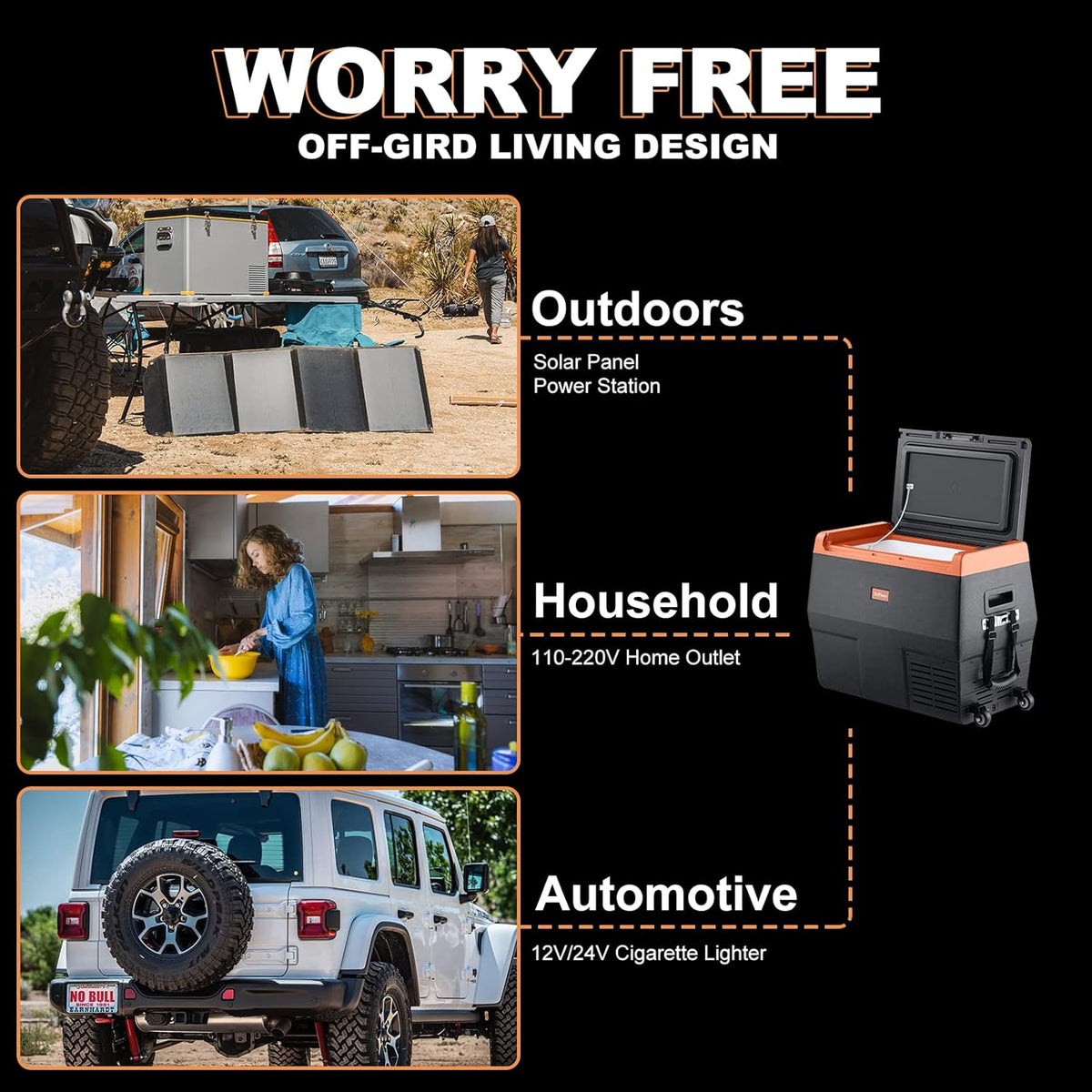 Portable Fridge Freezer with Wheels, 12-volt Compressor Cooler, Single Zone O124062