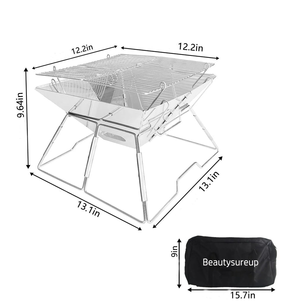 Charcoal Folding Stainless Steel BBQ Grill L161