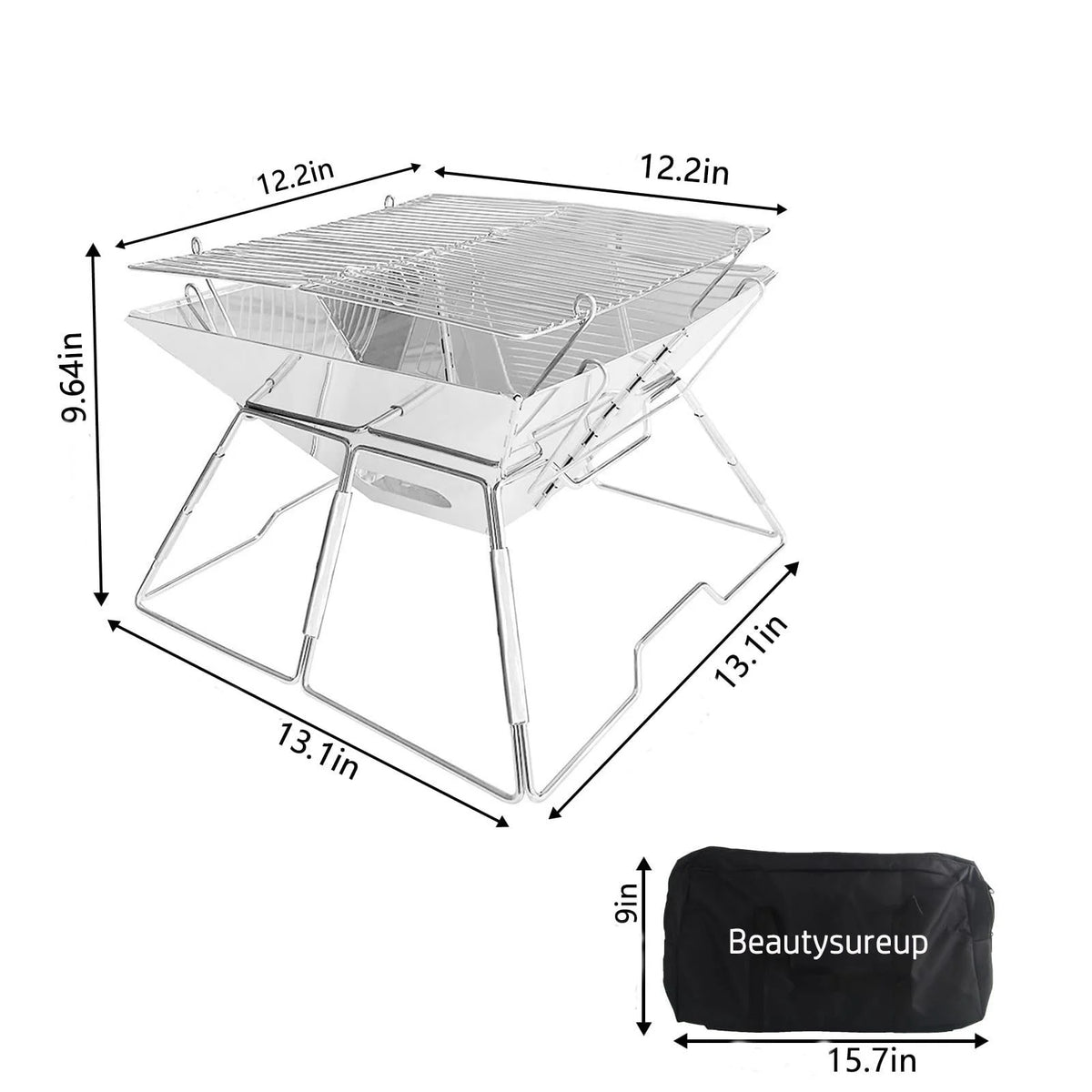 Charcoal Folding Stainless Steel BBQ Grill L161