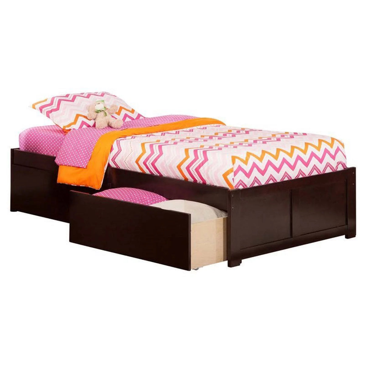 Twin Espresso Hardwood Storage Platform Bed L79057