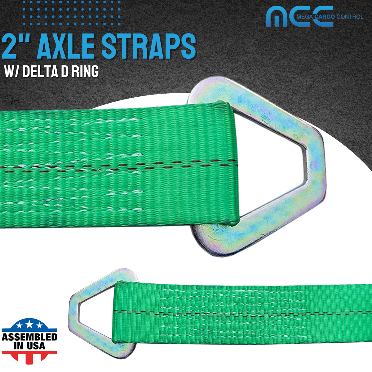 2" x 48" Axle Tie-Down Straps (2-Pack) - WLL: 3333 lbs - Green G72348