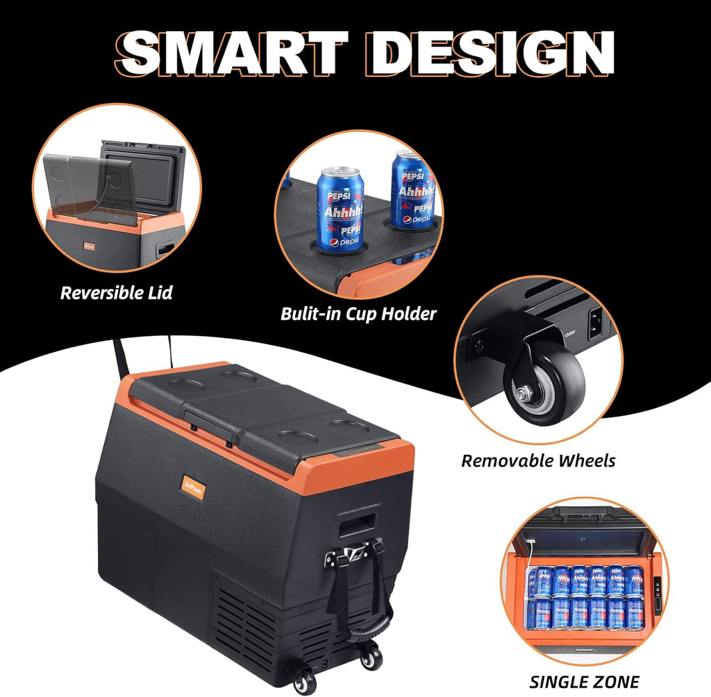 Portable Fridge Freezer with Wheels, 12-volt Compressor Cooler, Single Zone O124062