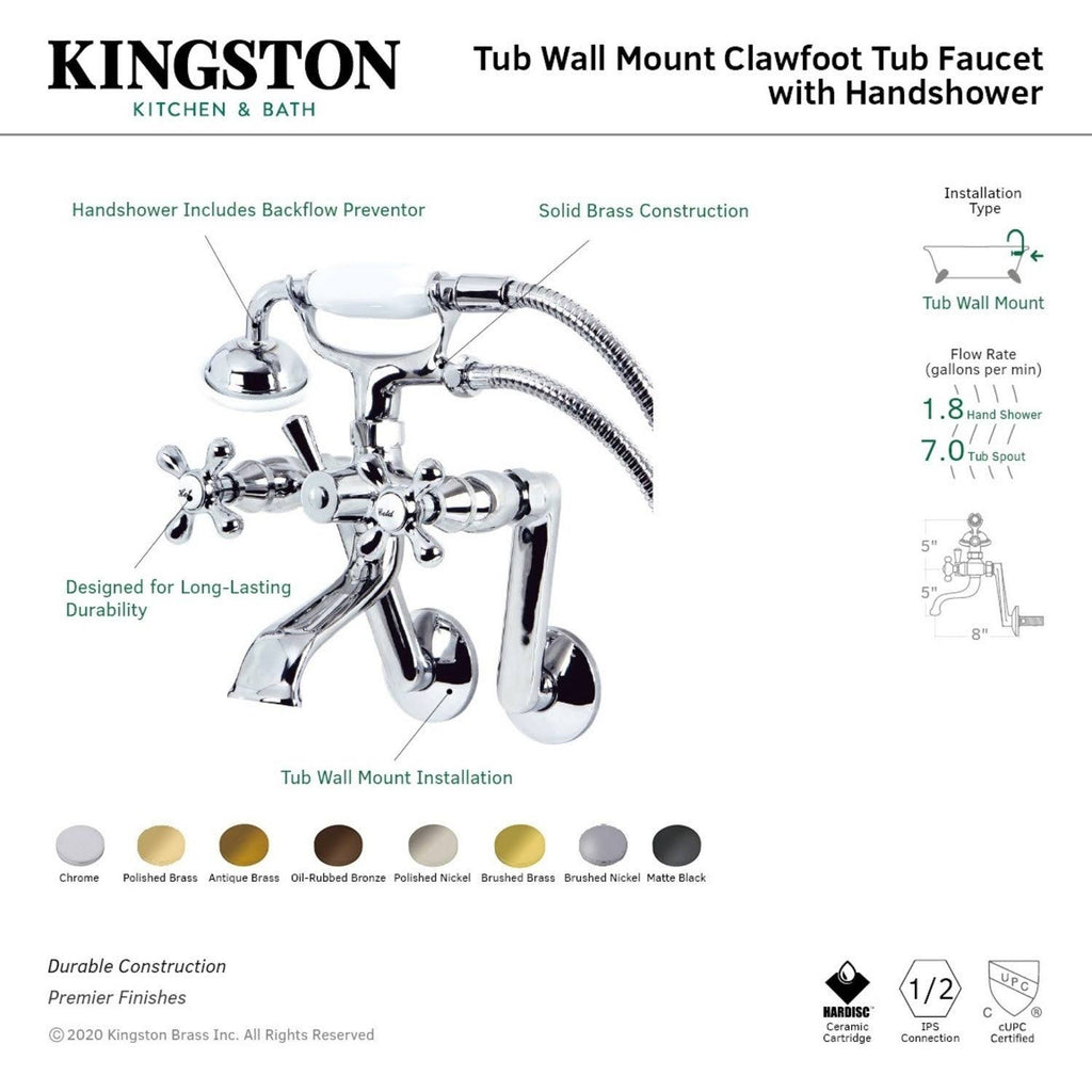 Brushed Nickel Clawfoot Tub Faucet with Hand Shower V99826