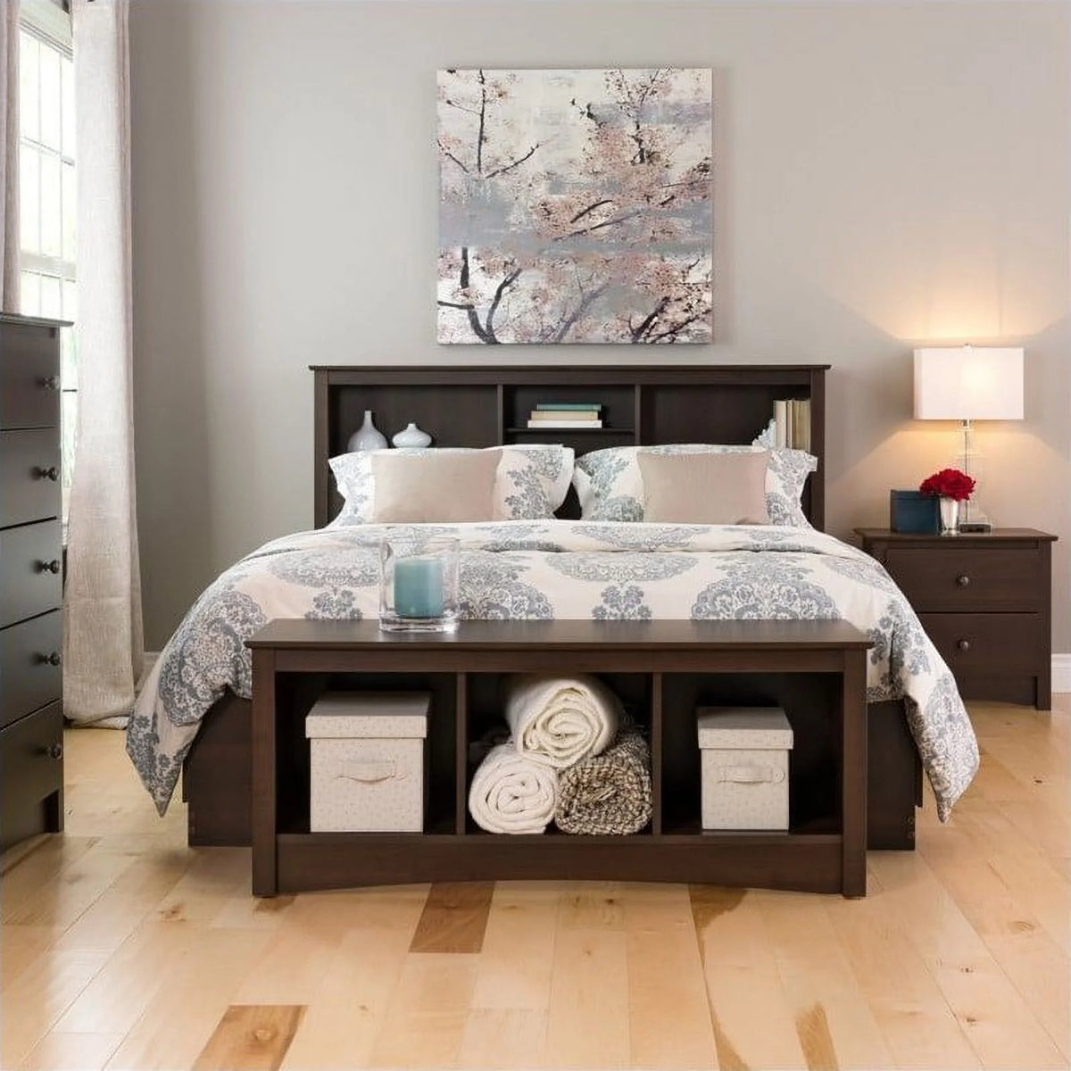 5-Piece Set with 2 Night Tables Chest Dresser and Tall Nightstand S8740