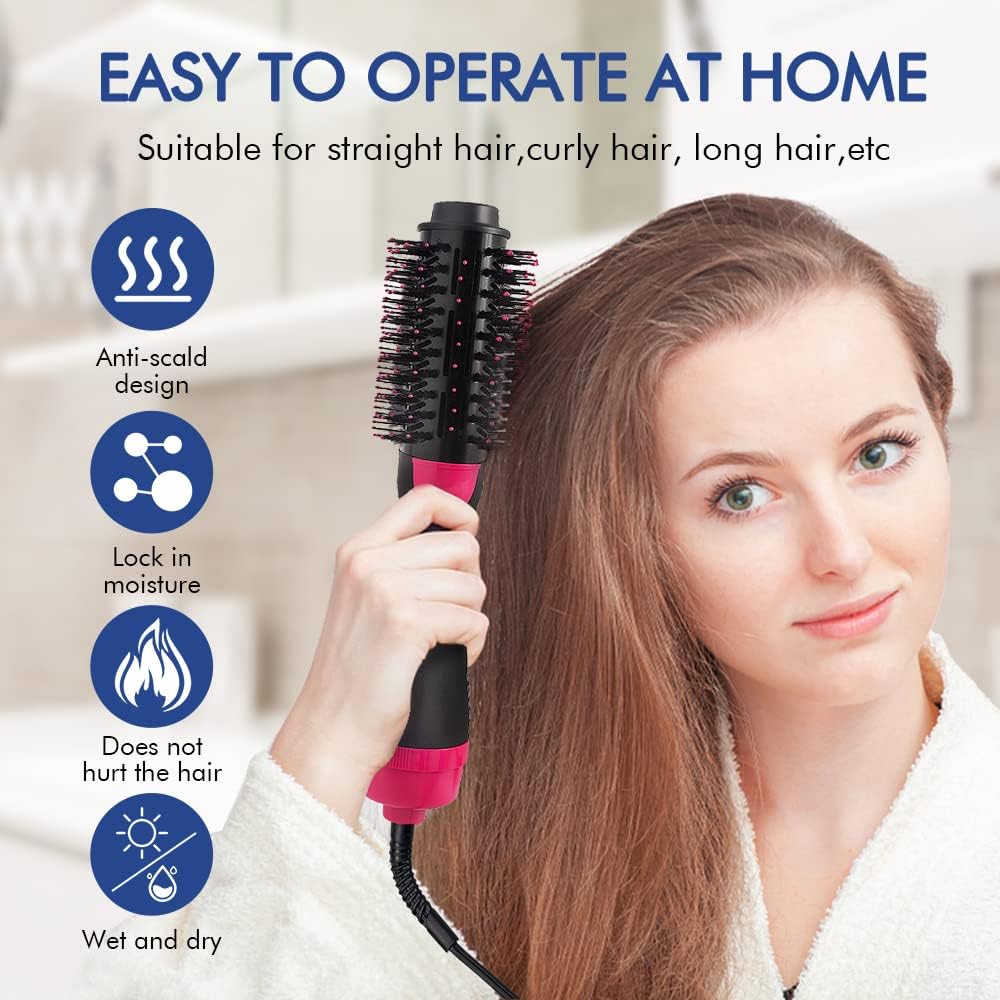 4 in 1 Negative Ion Hot Air Hair Dryer Brush with Hair Clips Massage Comb and Storage Bag K650093