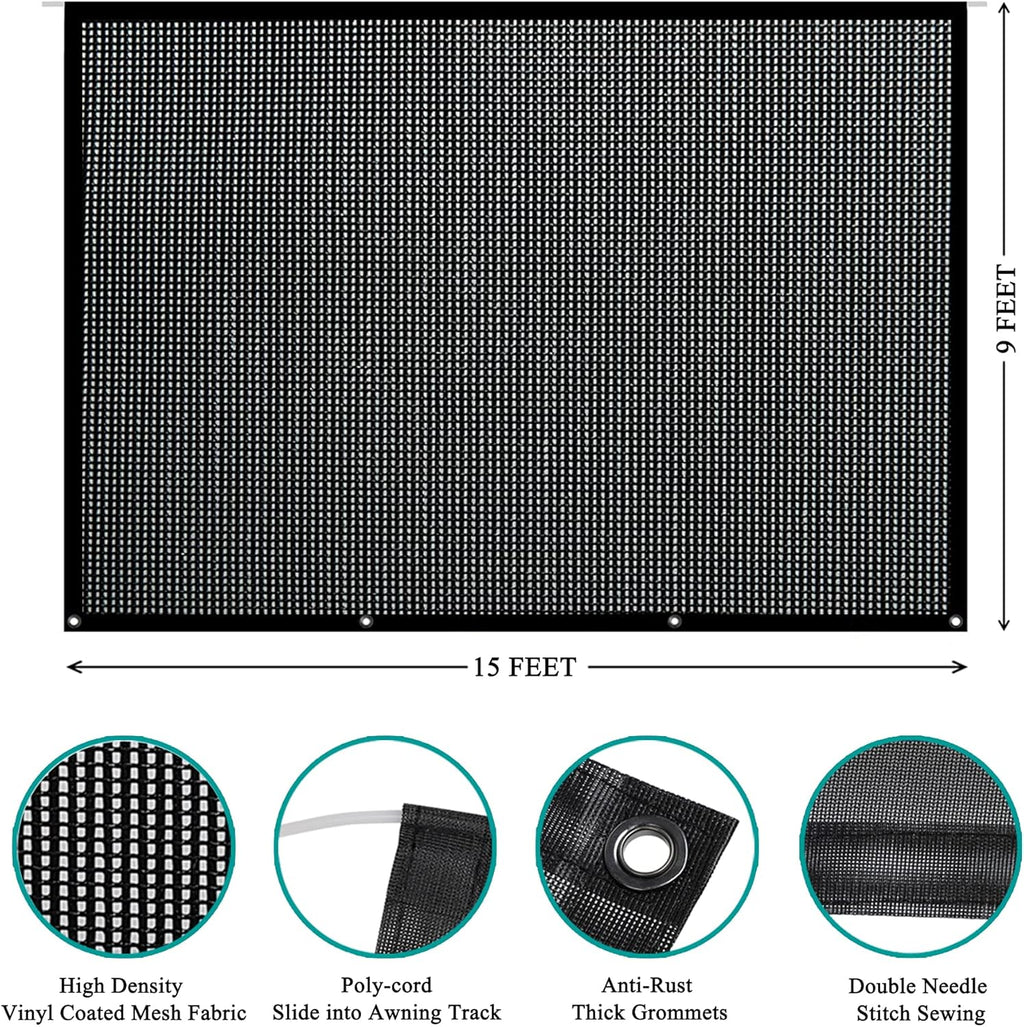 9' X 15' Black Mesh Sun Shade Screen V63687
