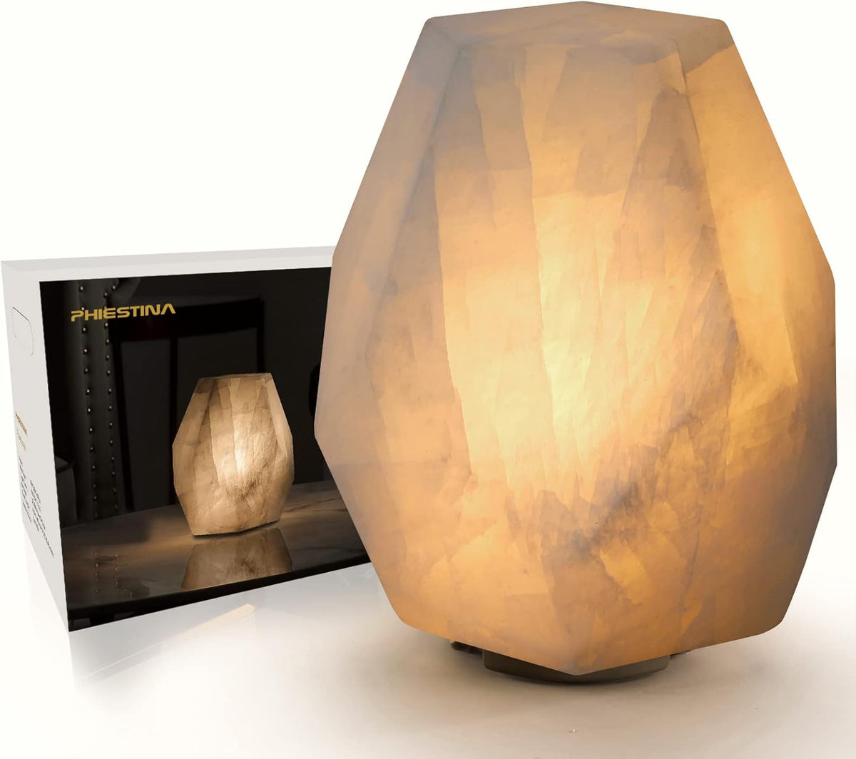 Pentagon White Calcite Table Lamp W183