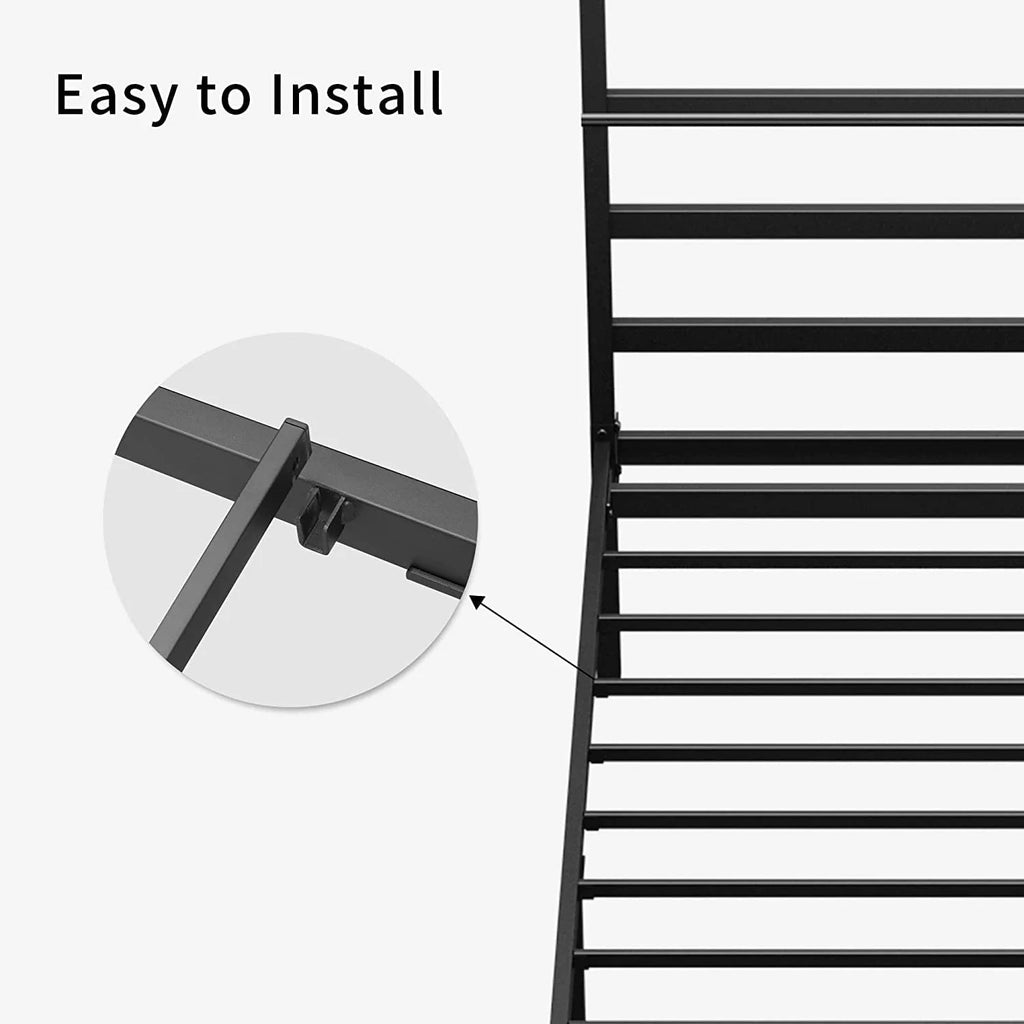 Queen Size Black Metal Canopy Bed Frame with Headboard C810