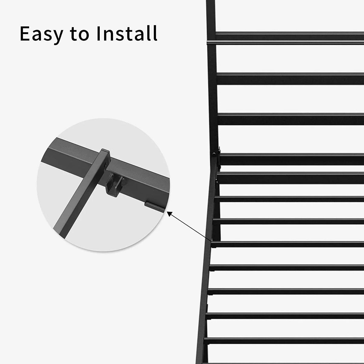 Queen Size Black Metal Canopy Bed Frame with Headboard C810