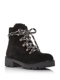 Black Lug Sole Leather Lace-Up Booties O547