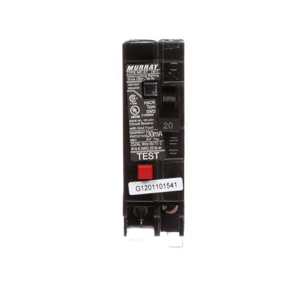 20 Amp Single Pole Ground Fault Equipment Protection Circuit Breaker H4673