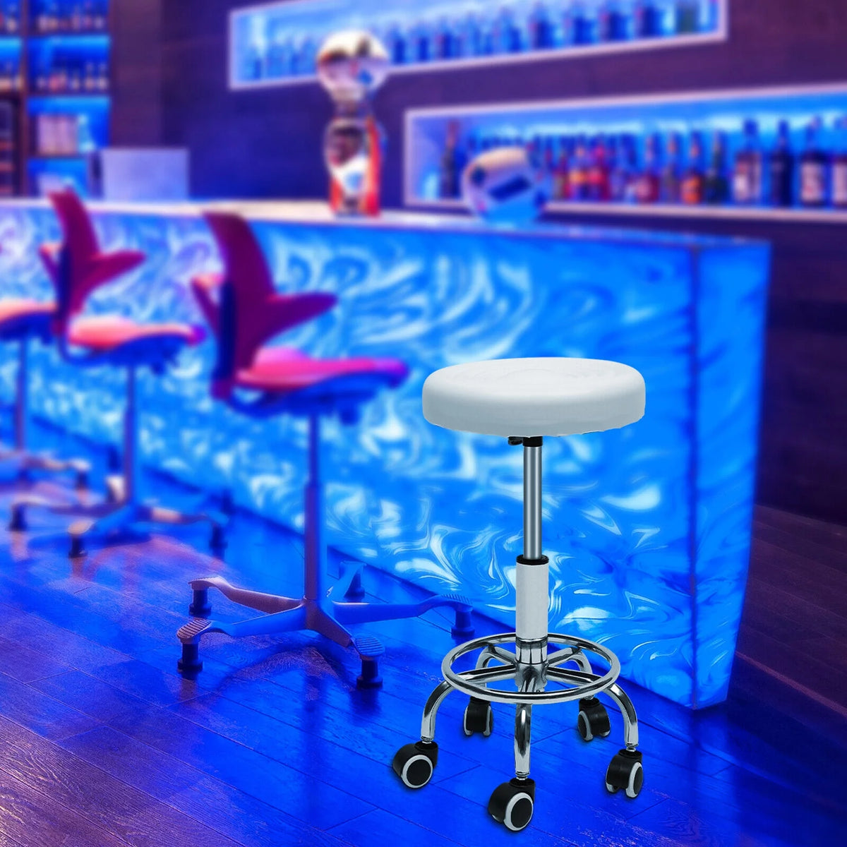 Adjustable Rolling Swivel Salon Stool with 5 Wheels D36891