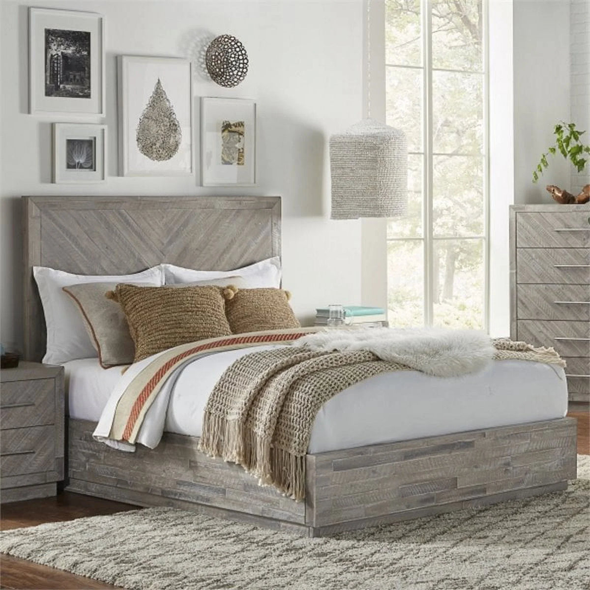 Solid Wood California King Storage Panel Bed X800175