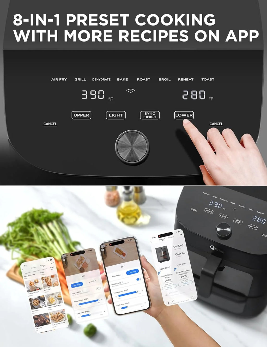 8 in 1 Dual Air Fryer 11 Quart with 2 Independent Baskets M10359