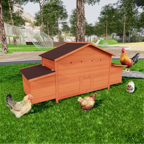 3-Tier Large Wooden Chicken Coop with Run and Nesting Boxes U6911