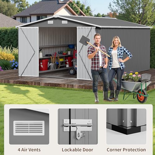 Light Gray Resin Outdoor Storage Shed with Floor & Window F64990
