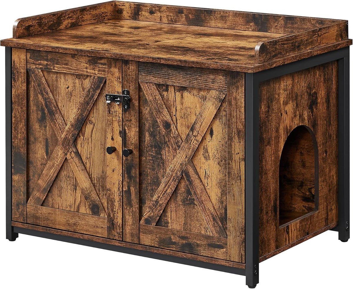 Rustic Brown and Black Cat Litter Box Enclosure F76576