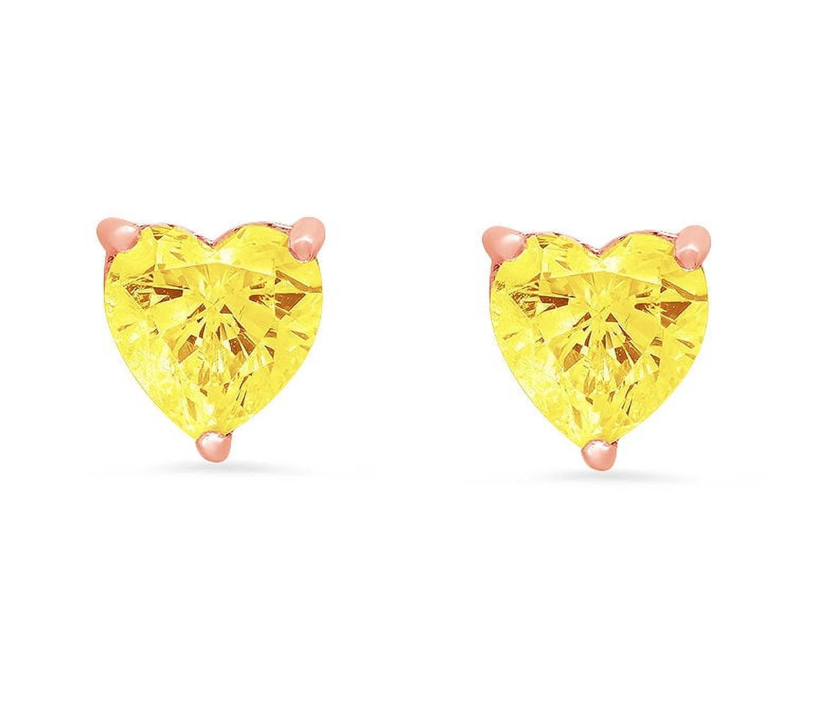 1.0 ct Heart Cut Solid 18K Rose Gold Earrings U735