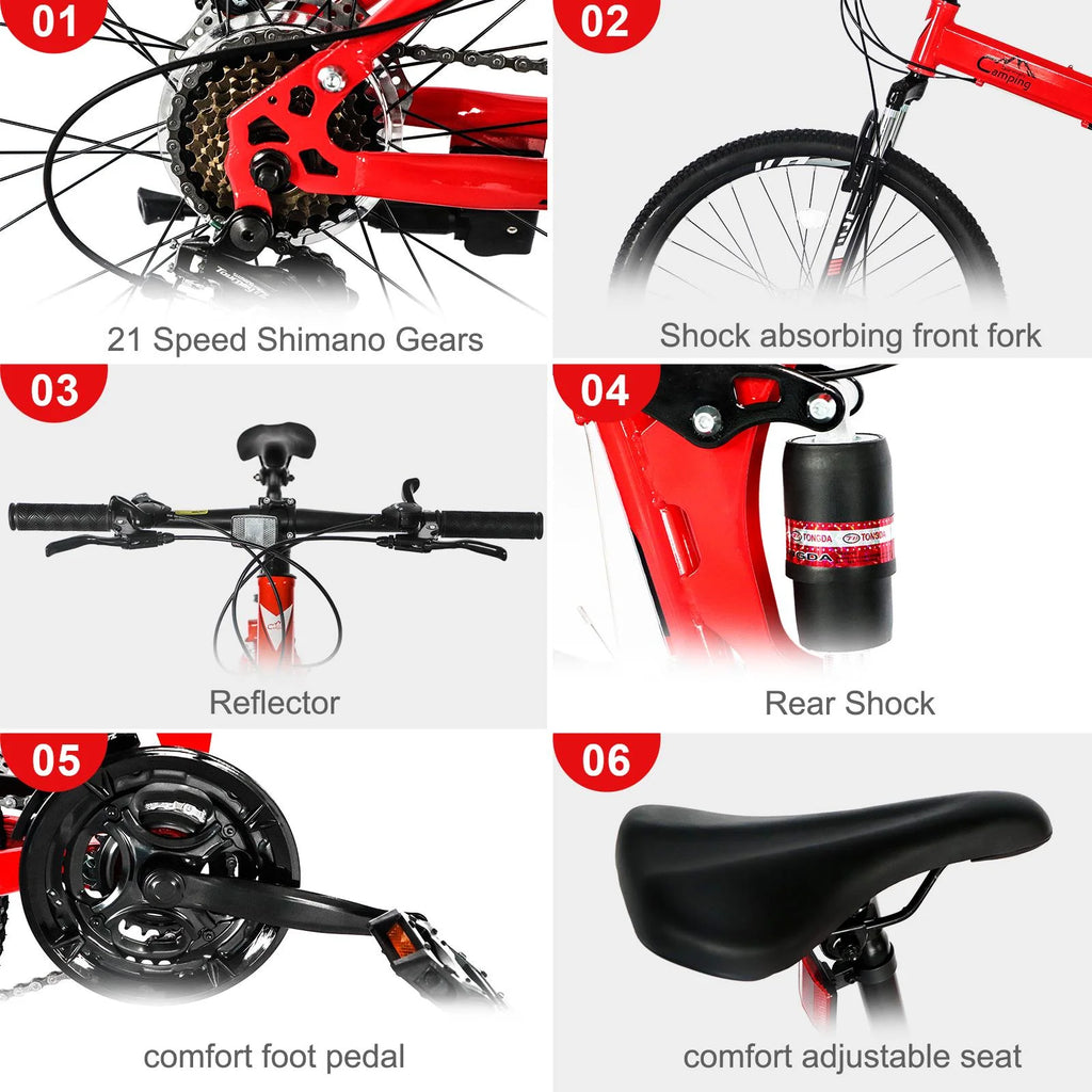 Folding 21 Speed 26 Wheel Steel Frame Mountain Bike B427