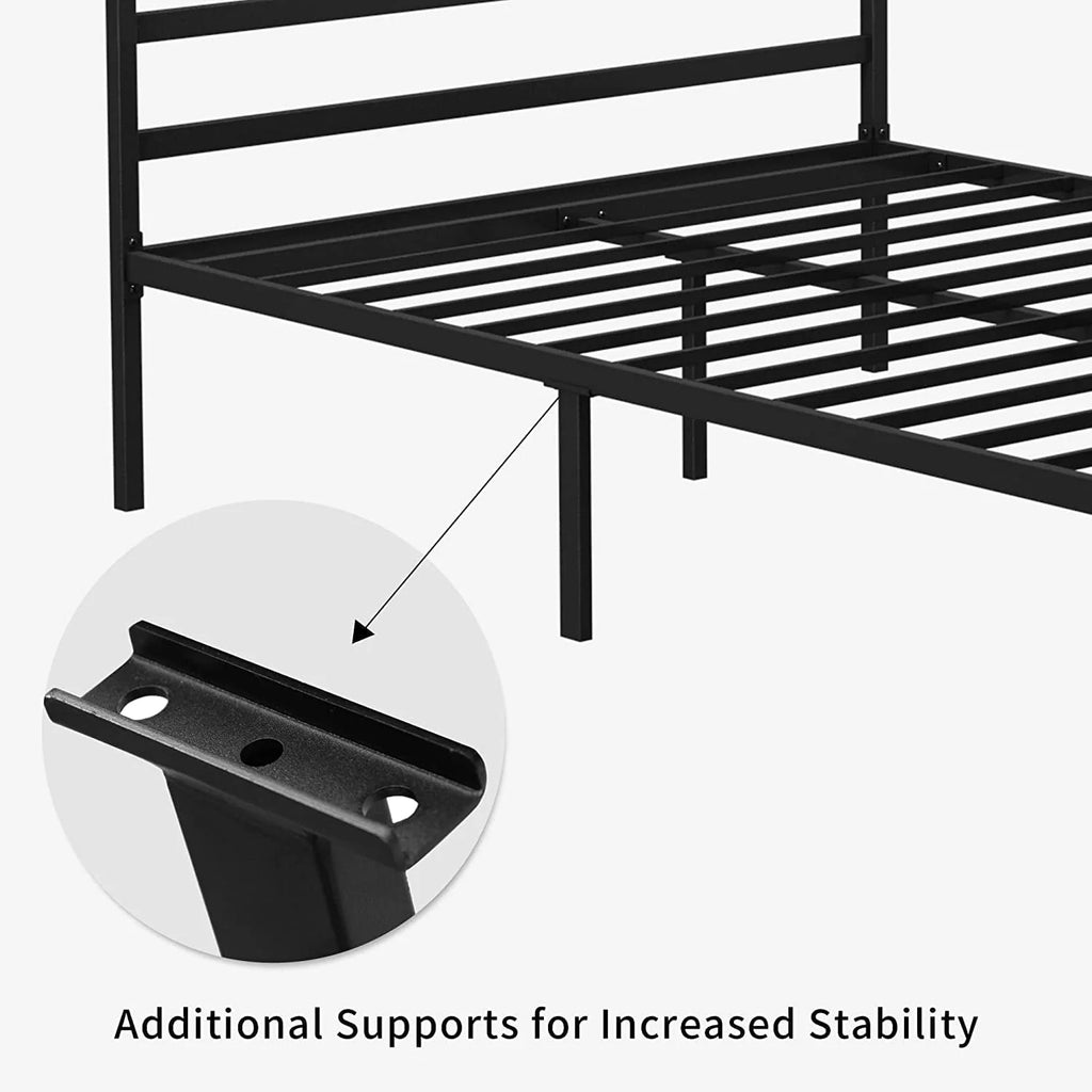 Queen Size Black Metal Canopy Bed Frame with Headboard C810