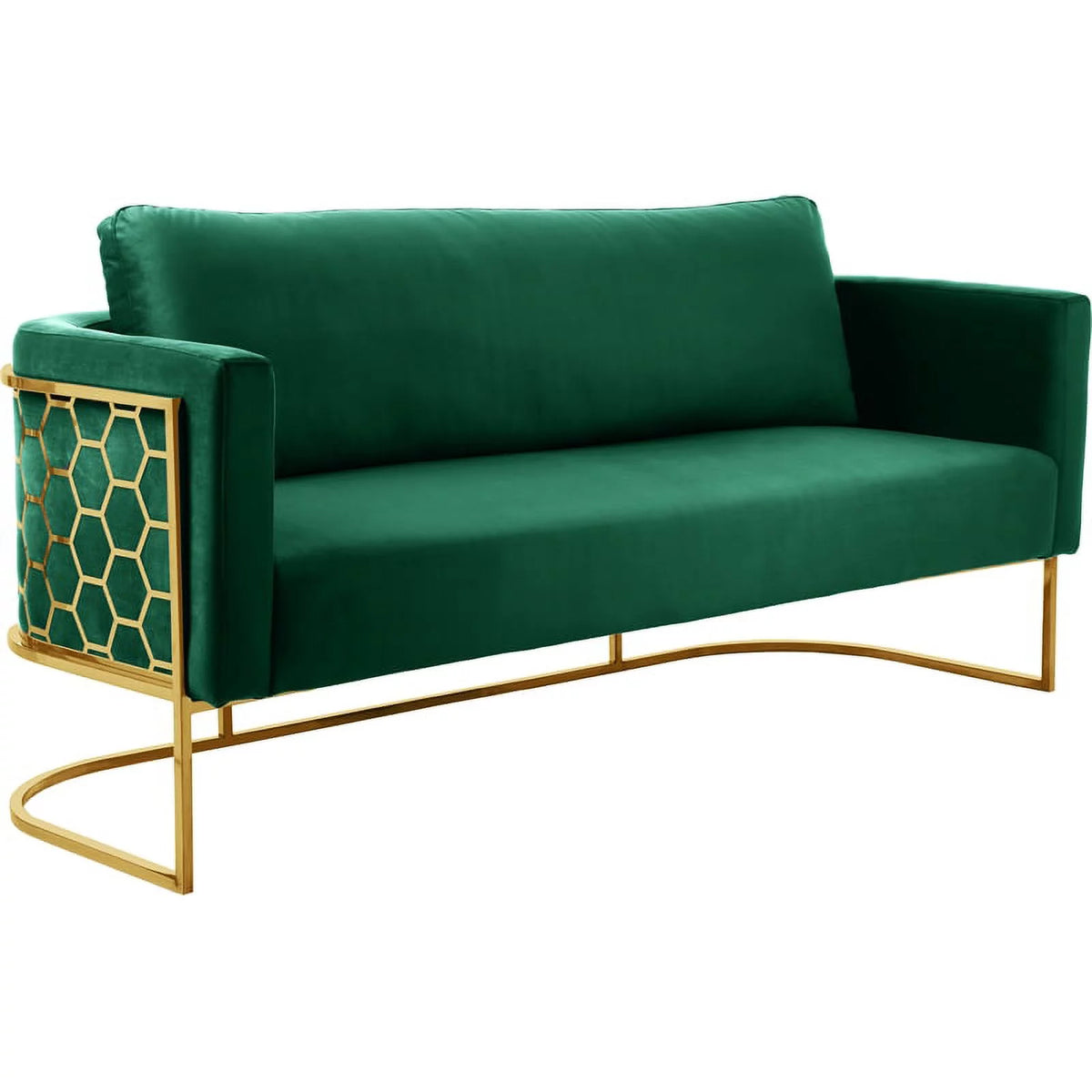 Green Velvet Sofa with Gold Metal Base R1964