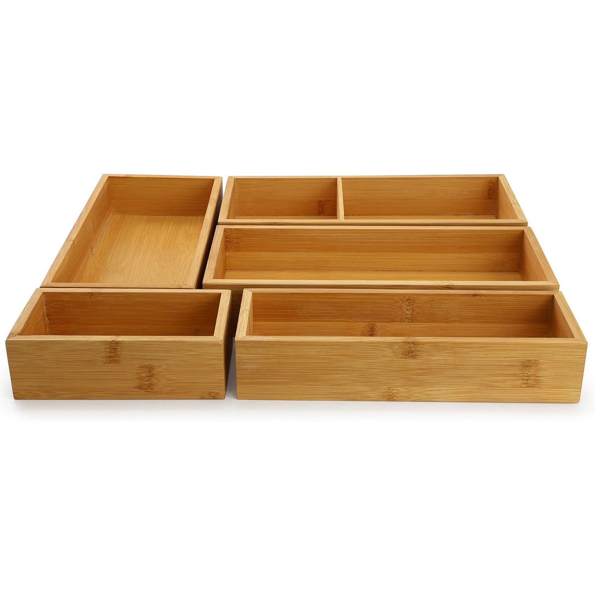 5 Piece Bamboo Wood Drawer Organizer Tray V906090