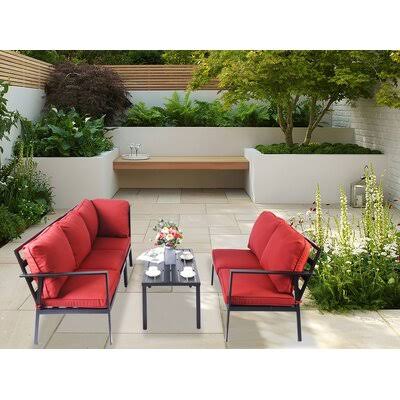 4 Piece Sofa Seating Group with Cushions Burgundy J5115