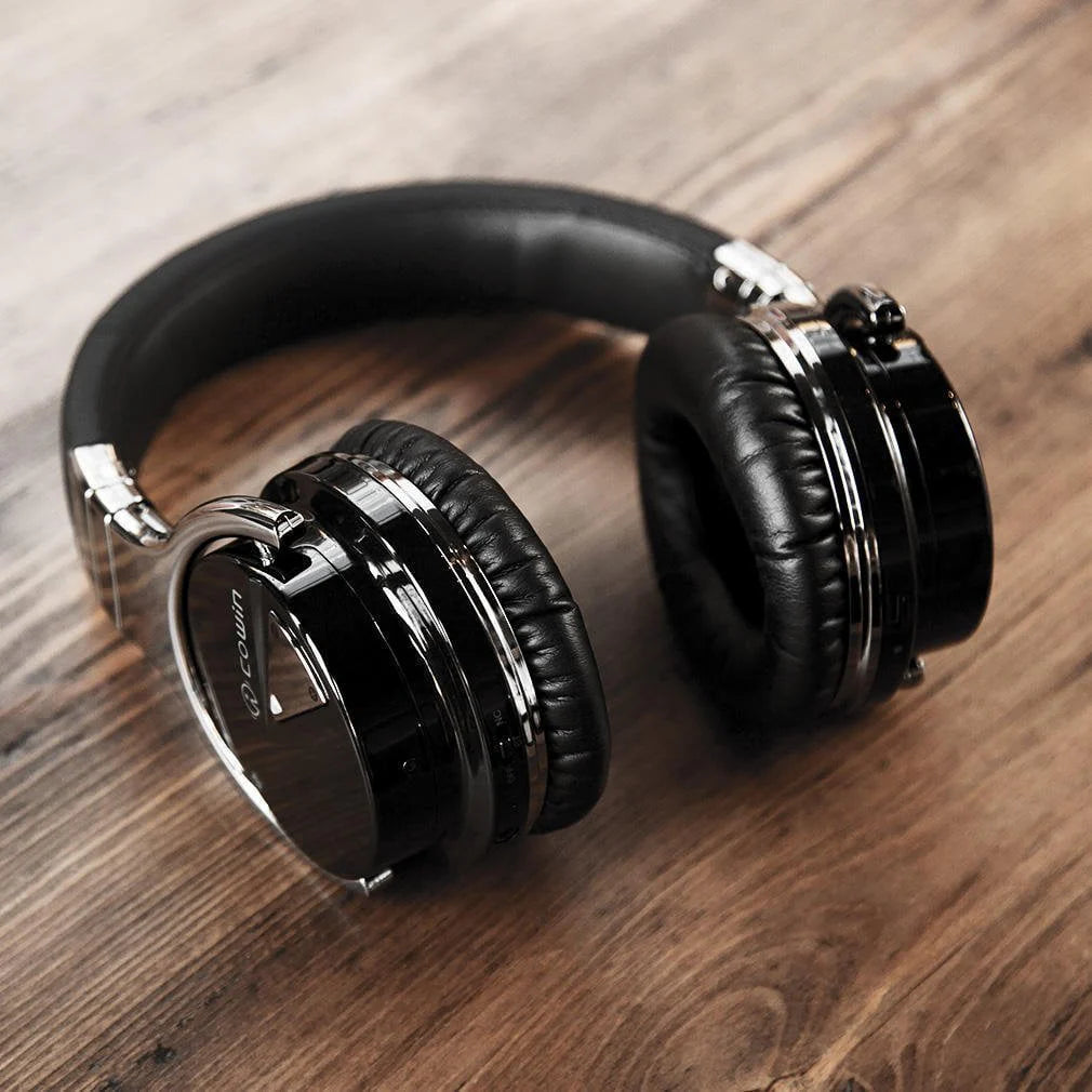 Active Noise Cancelling Bluetooth Headphones with Mic Deep Bass Wireless Over Ear Black F44024