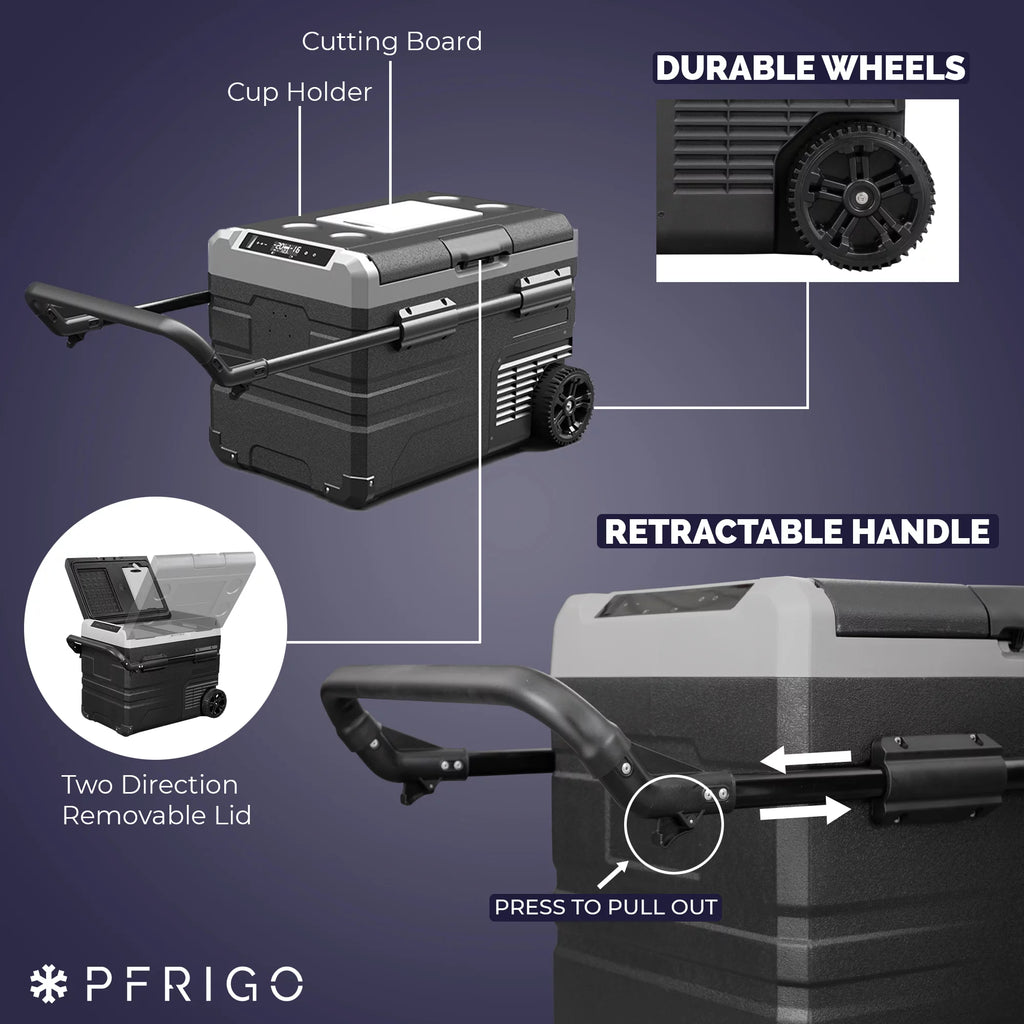 Portable 12v Car Fridge 48 Quart with Rolling Wheels H69894