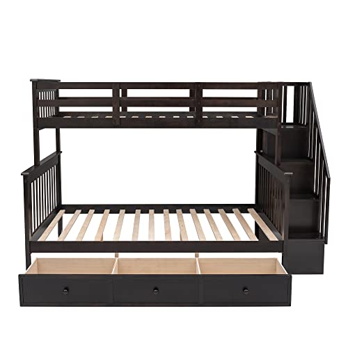 White Twin Over Twin Wood Bunk Bed with Trundle Y604