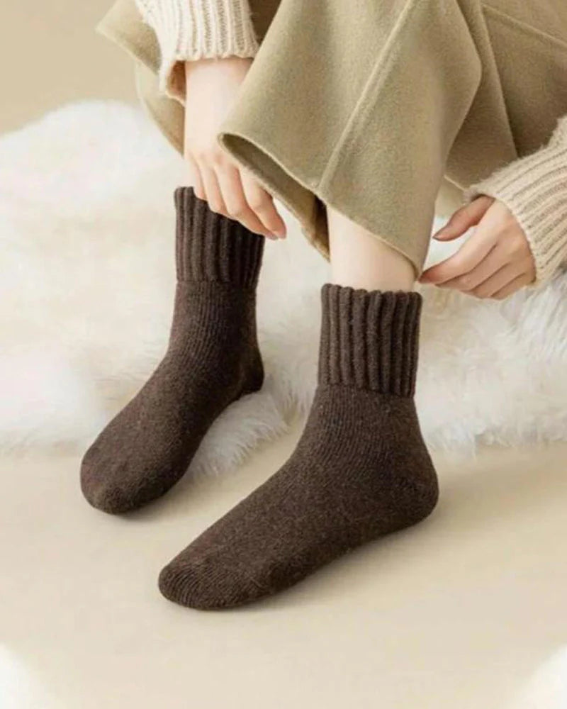Ribbed Fleece Lined Crew Socks C7330