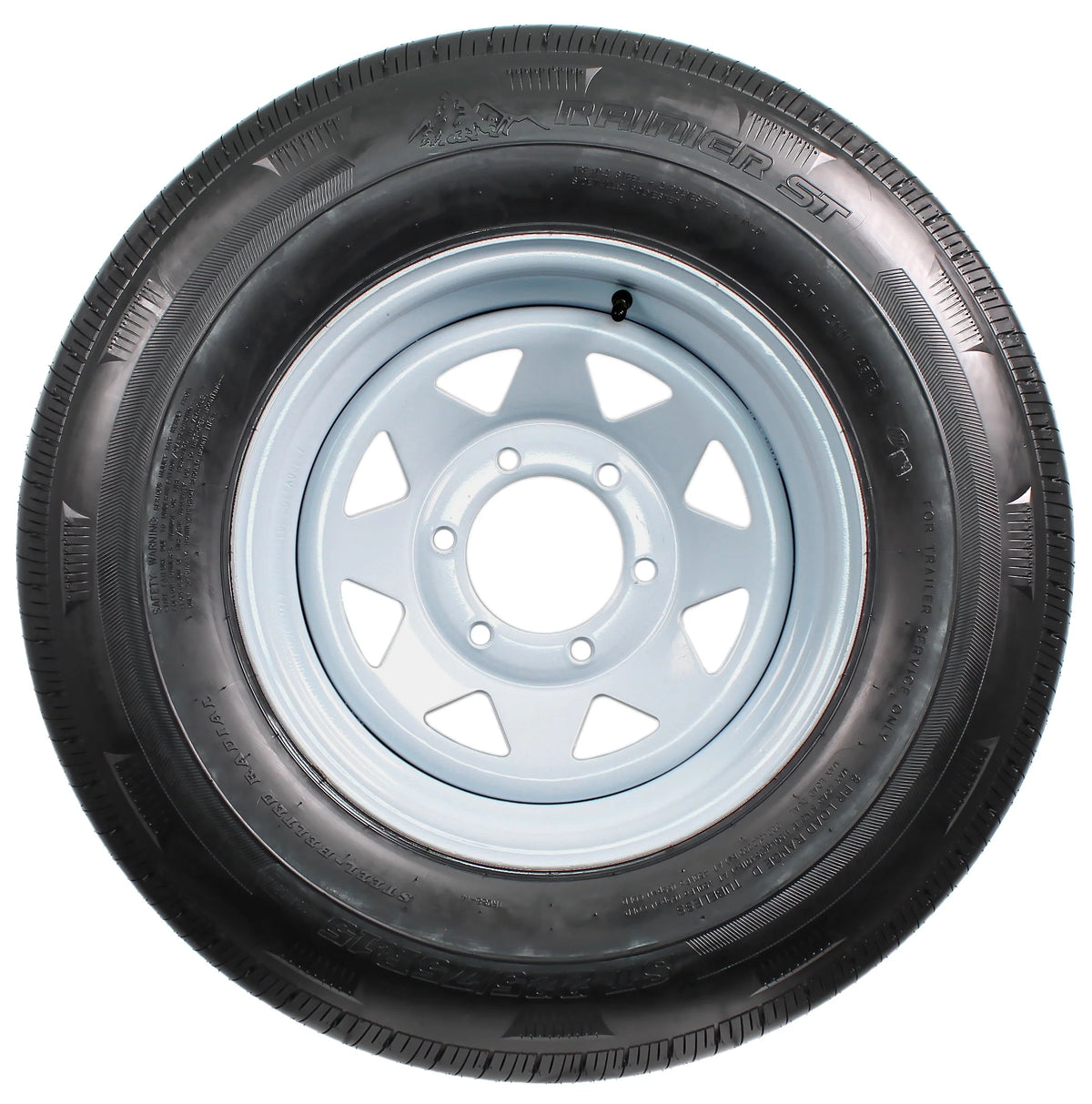 ST225/75R15 15 D 6 Lug White Spoke Trailer Tire On Rim Y85365