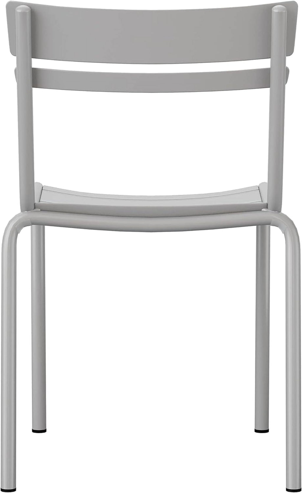Steel Stack Chair, Indoor-Outdoor Armless Chair With 2 Slat Back In Silver, Set Of 2 J152