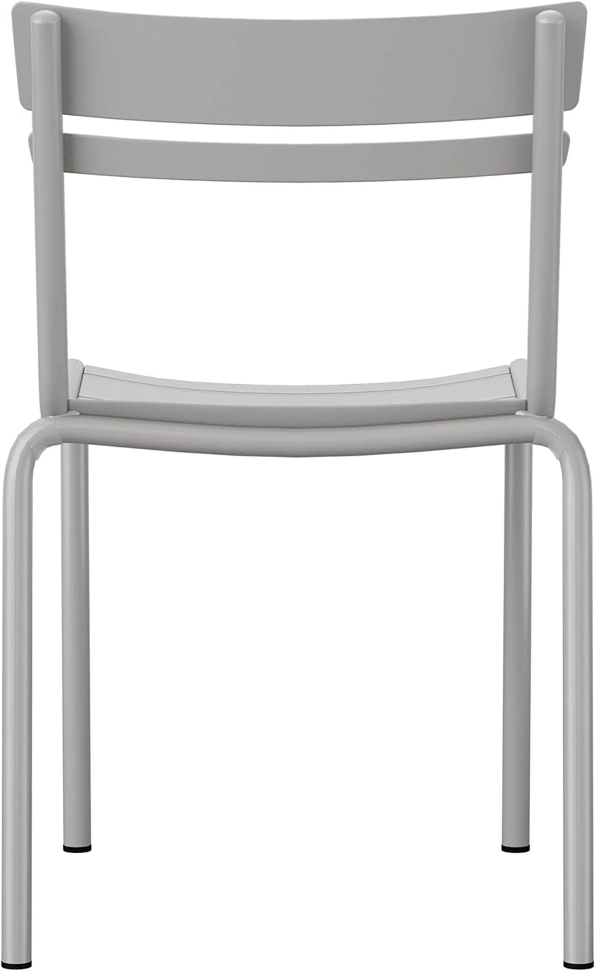 Steel Stack Chair, Indoor-Outdoor Armless Chair With 2 Slat Back In Silver, Set Of 2 J152