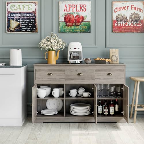 White Buffet Cabinet with 3 Drawers & 3 Doors W127